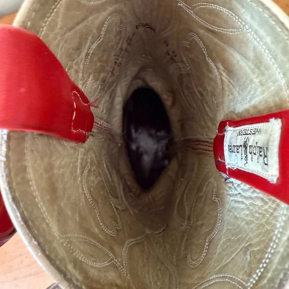 Ralph Lauren Selene Lucchese Red Western Boots 8C - Picture 9 of 15